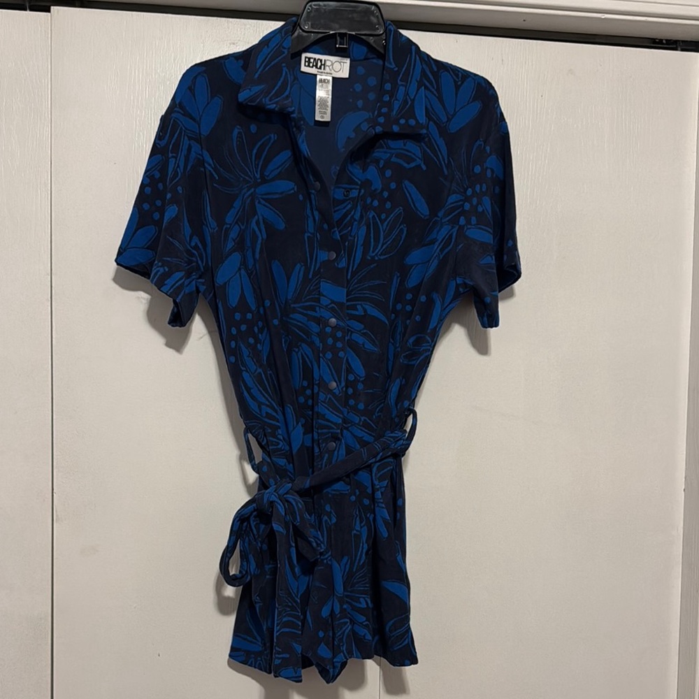 Beach Riot Blue Floral Swim romper